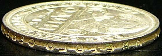 1 рубль 1924, монетный брак «гриб/грибок» (частичный чекан вне кольца)