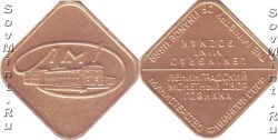 жетон от набора монет СССР, анодированный алюминиевый сплав желтого цвета, масса 2.55 г, размер 24×24 мм, гурт гладкий, качество исполнения uncirculated